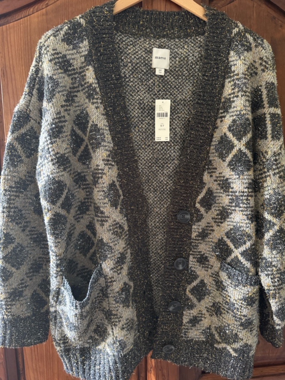 NWT MAEVE ANTHROPOLOGIE SPARKLE VNECK SPARKLE CARDIGAN SIZE MP